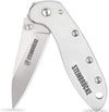 Steinbrücke Small Pocket Knife 2.3" Sandvik 14C28N Stainless Steel Blade Titanium Coated, Silver Mini Knife for Wallet Keychain