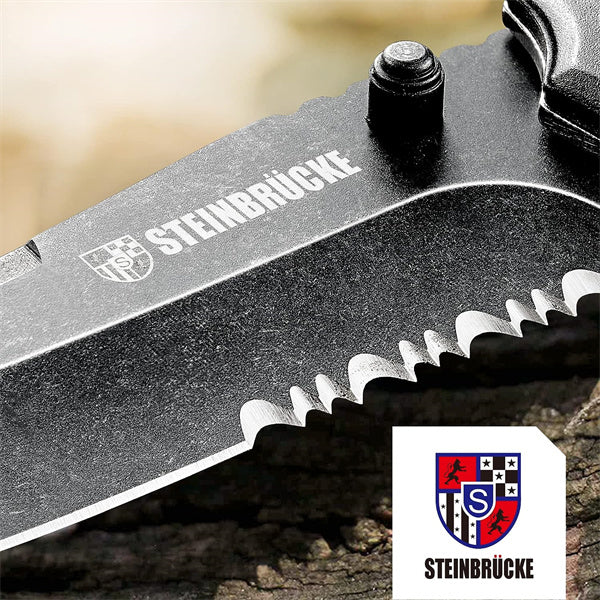 Steinbrücke Tactical Knife, Folding Assisted Opening, 3.4'' 8Cr13Mov Stainless Steel Blade with Reversible Clip