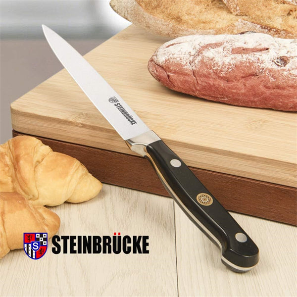 Steinbrücke Paring Knife 5 inch - Small Kitchen Knife Forged from German Stainless Steel 5Cr15Mov (HRC58), Full Tang, Sharp Knife for Fruits and Vegetables
