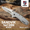 Steinbrücke Pocket Knife Serrated Blade for Men, 3.4" Sandvik 14C28N/8Cr15Mov Stainless Steel Assisted Opening