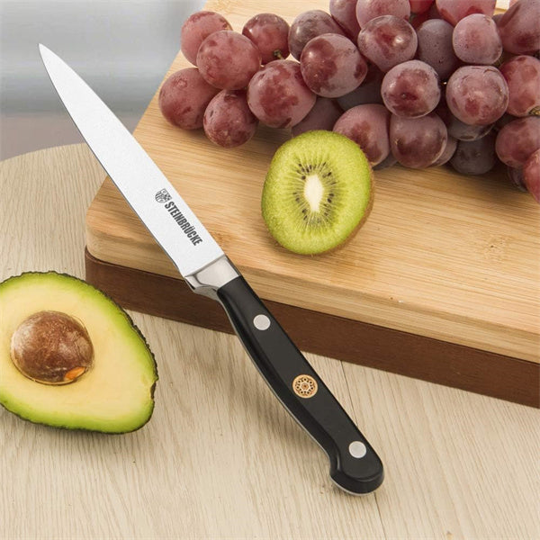 Steinbrücke Paring Knife 5 inch - Small Kitchen Knife Forged from German Stainless Steel 5Cr15Mov (HRC58), Full Tang, Sharp Knife for Fruits and Vegetables