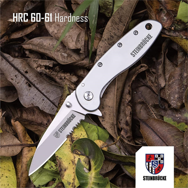 Steinbrücke Tactical Knife Pocket Knife for Men with Clip 3.4