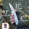 Steinbrücke Tactical Knife Pocket Knife for Men with Clip 3.4" 14C28N Stainless Steel Titanium Coated Serrated Blade