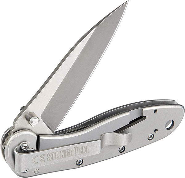 Steinbrücke Folding Knife 3.1 inch Sandvik 14C28N Stainless Steel Blade, SS410 Handle Pocket Knives with Reversible Clip