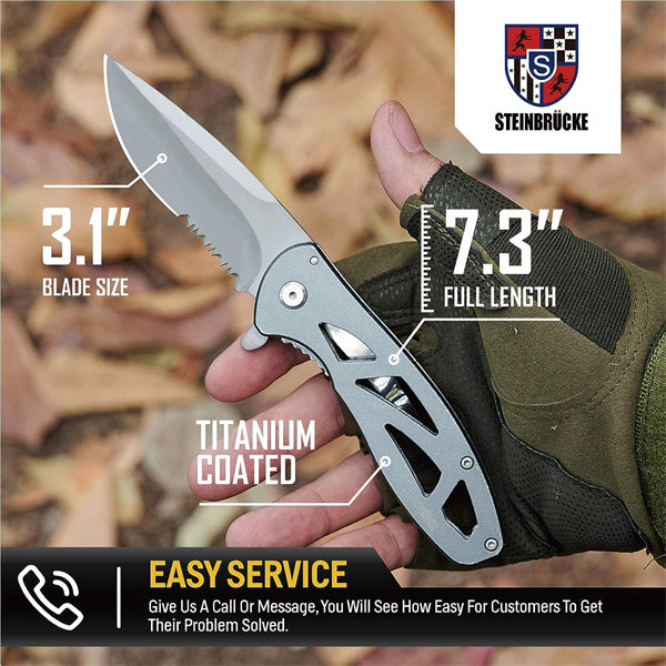  Pocket Knife - Black Folding Knofe with G10 Handle - 9CR18MOV  Stainless Steel - Multipurpose Work Jack Tactical Knives - Best for EDC  Camping Fishing Hiking Hunting - Cool Gifts for