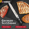 Steinbrücke Serrated Bread knife 10 inch - Ultra sharp Bread Slicing Knife Forged from Stainless Steel 5Cr15Mov, HRC58, Full Tang