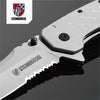 Steinbrücke Pocket Knife Serrated Blade for Men, 3.4" Sandvik 14C28N/8Cr15Mov Stainless Steel Assisted Opening