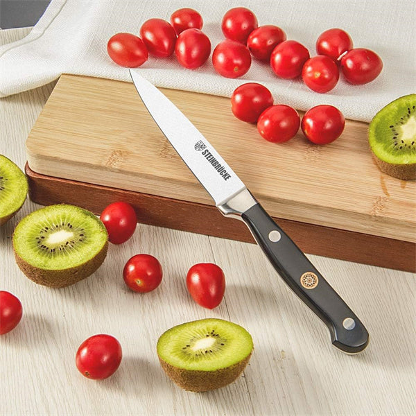 Steinbrücke Paring Knife 4 inch - Small Kitchen Knife Forged from German Stainless Steel 5Cr15Mov (HRC58), Full Tang, Sharp Paring Knife