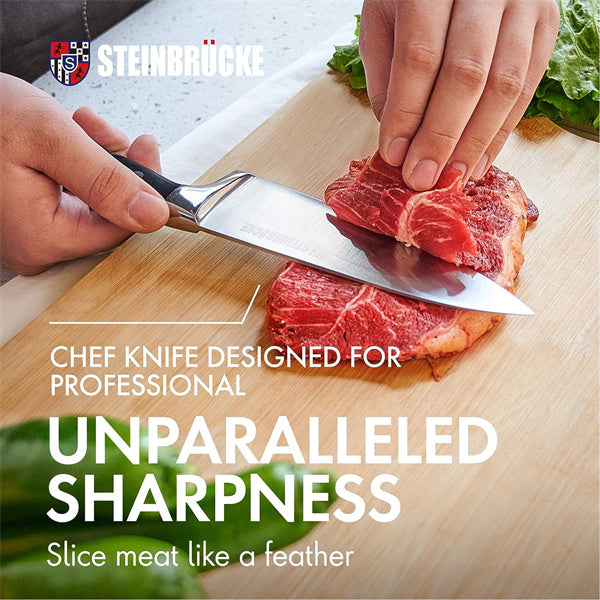 Steinbrücke 6 inch Chef Knife - Pro Kitchen Knife Stainless Steel 8Cr15Mov (HRC58) Comfortable Grip Rust Resistant
